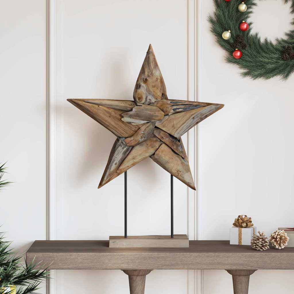 Weihnachtsstern LEDs Braun 59,5 x 18 x 74 cm Massivholz Teak