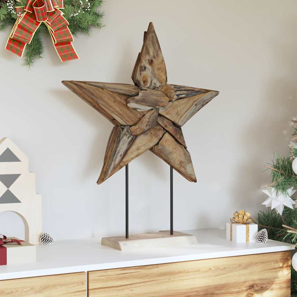 Weihnachtsstern LEDs Braun 59,5 x 18 x 74 cm Massivholz Teak