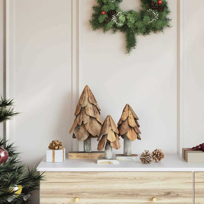 Weihnachtsbaum 3 stk. Braun 40 cm Massivholz Teak
