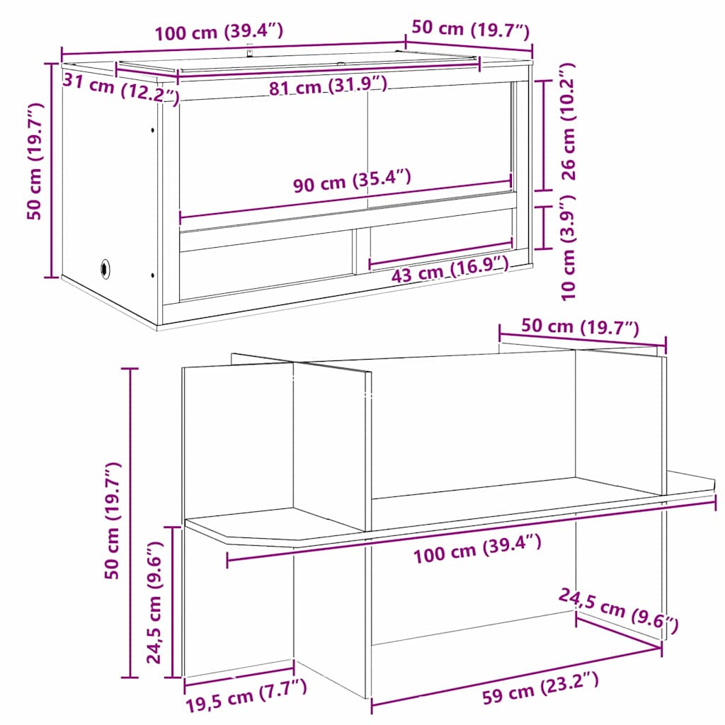 Terrarium Braun 100 x 50 x 100 cm OSB