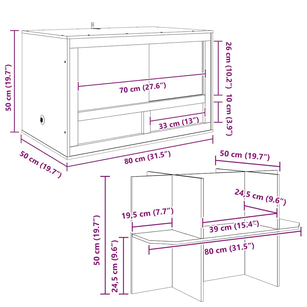 Terrarium Braun 80 x 50 x 100 cm OSB