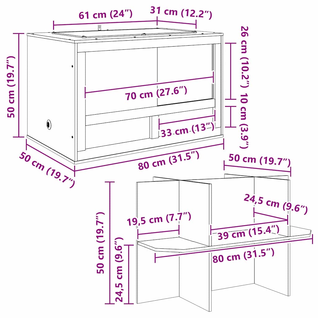 Terrarium Braun 80 x 50 x 100 cm OSB