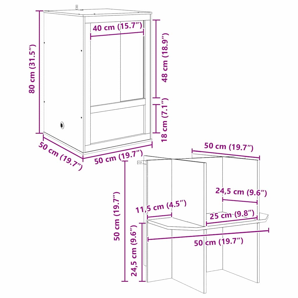 Terrarium Braun 50 x 50 x 130 cm OSB