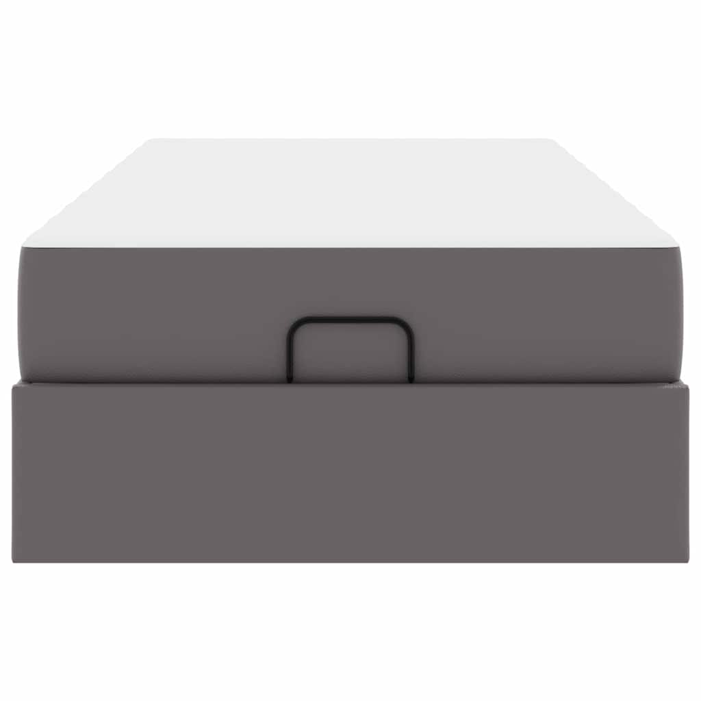 Bettgestell mit Matratze Grau 90 x 190 cm Kunstleder