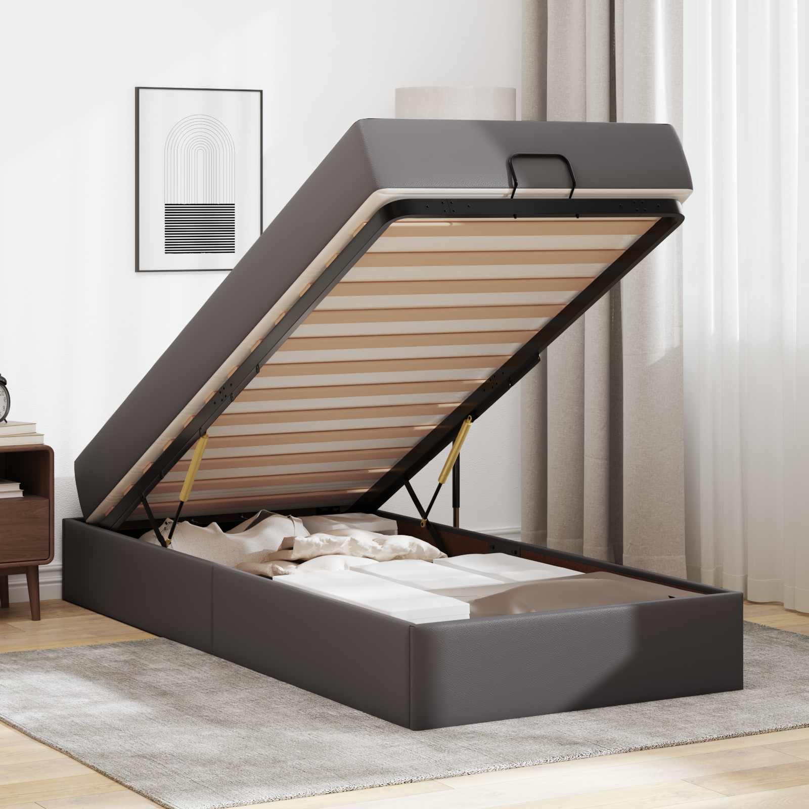 Bettgestell mit Matratze Sonstiges 2 stk. Grau PVC