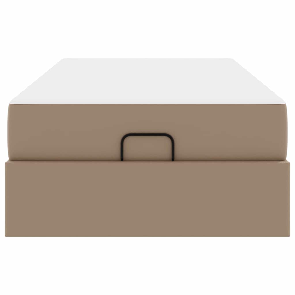 Bettgestell mit Matratze Cappuccino 90 x 200 cm Kunstleder