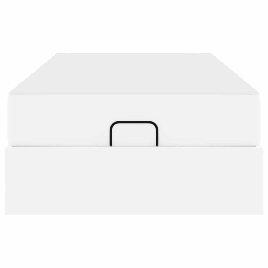 Bettgestell mit Matratze Reinweiß 100 x 200 cm Kunstleder