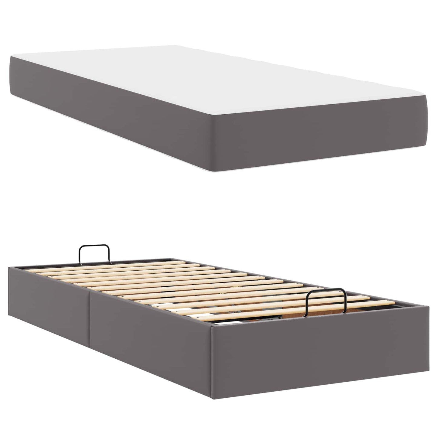 Bettgestell mit Matratze Sonstiges 2 stk. Grau PVC