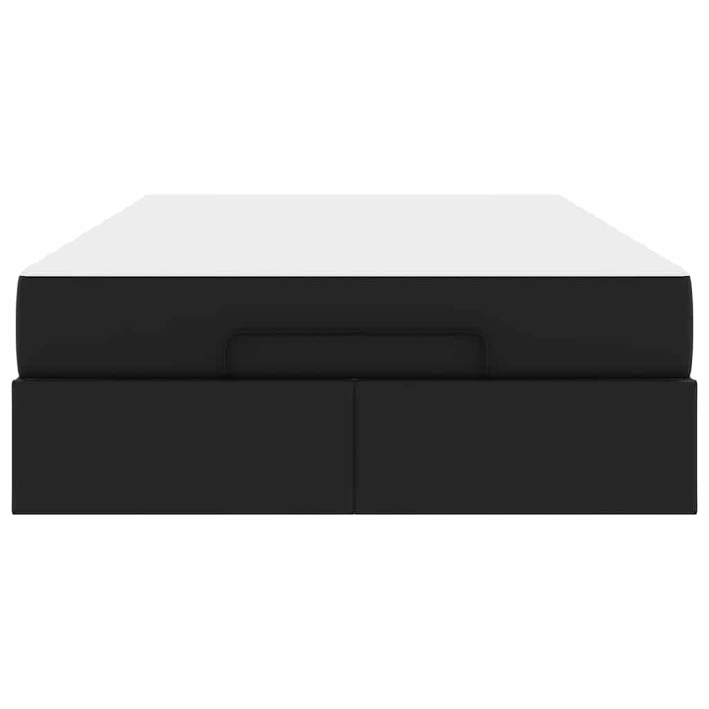 Bettgestell mit Matratze Schwarz 120 x 190 cm Kunstleder