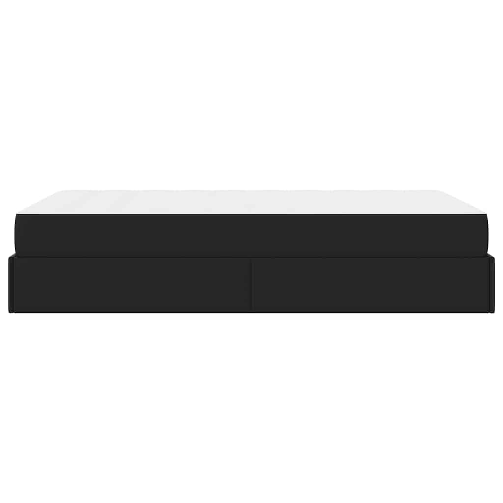 Bettgestell mit Matratze Schwarz 120 x 190 cm Kunstleder