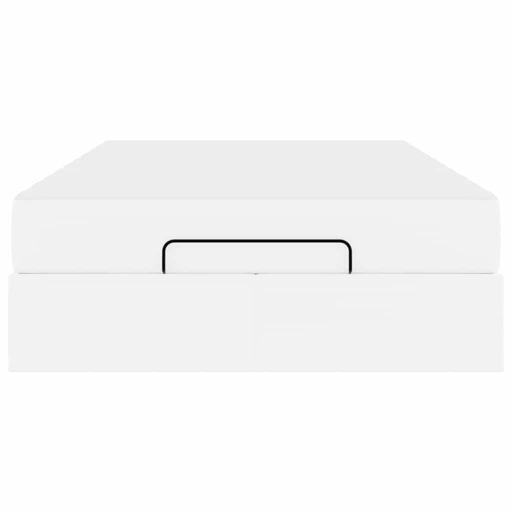 Bettgestell mit Matratze Reinweiß 120 x 190 cm Kunstleder