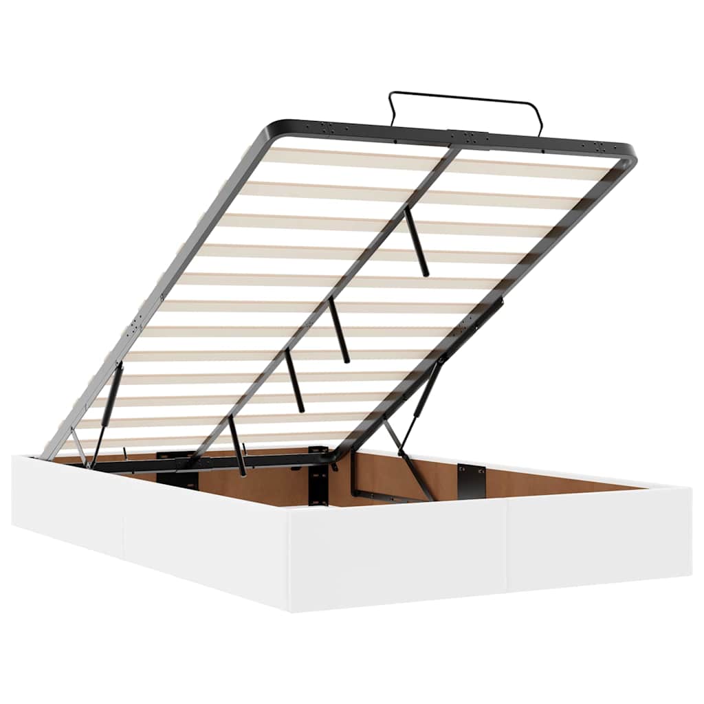 Bettgestell mit Matratze Reinweiß 120 x 190 cm Kunstleder