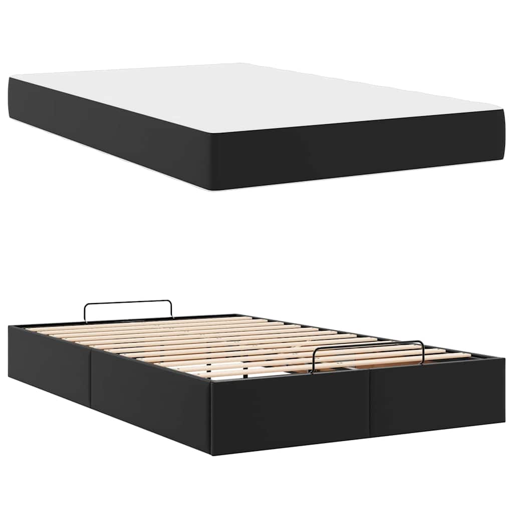 Bettgestell mit Matratze Schwarz 120 x 200 cm Kunstleder