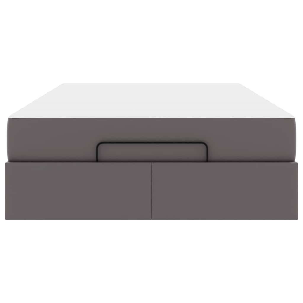 Bettgestell mit Matratze Grau 120 x 200 cm Kunstleder