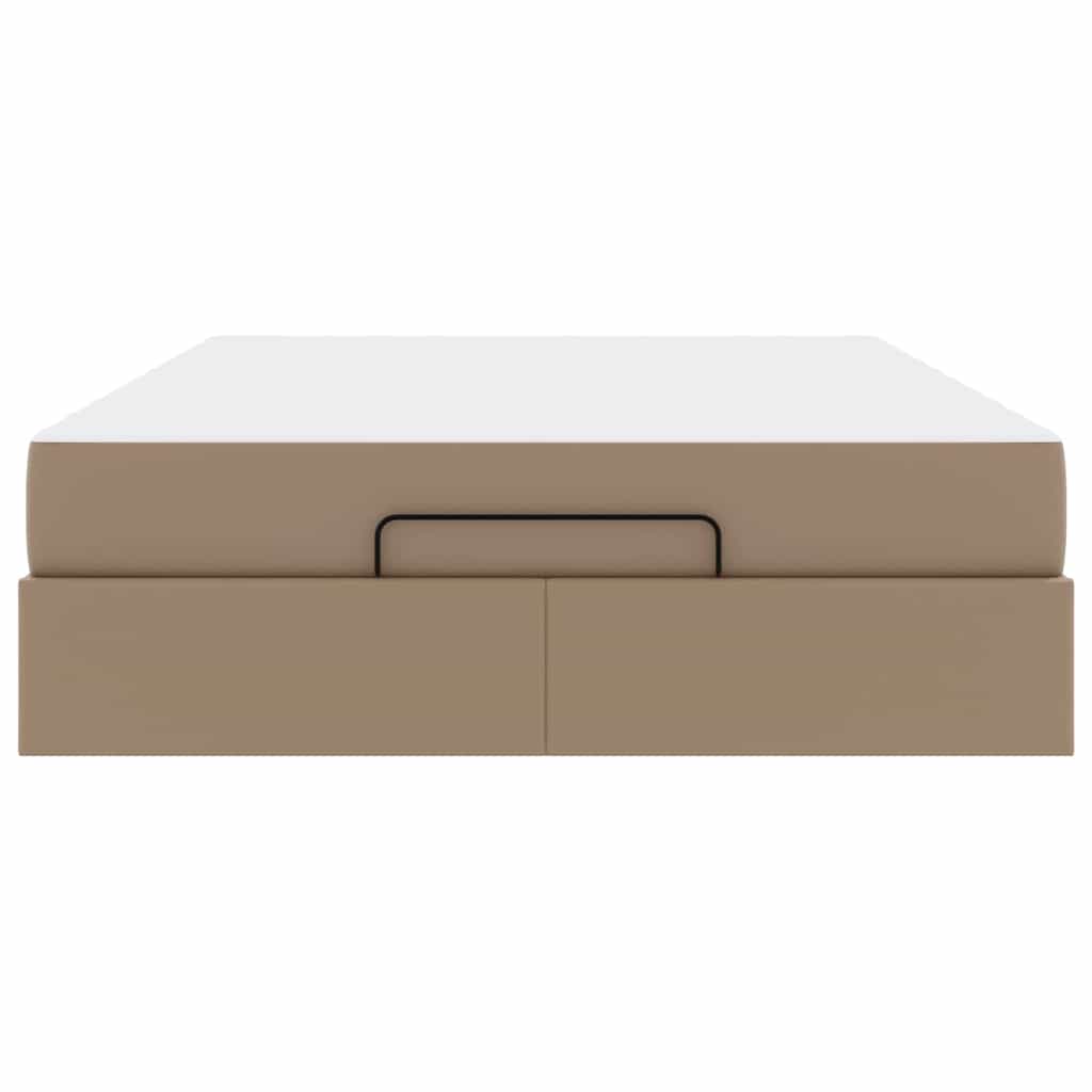 Bettgestell mit Matratze Cappuccino 140 x 190 cm Kunstleder
