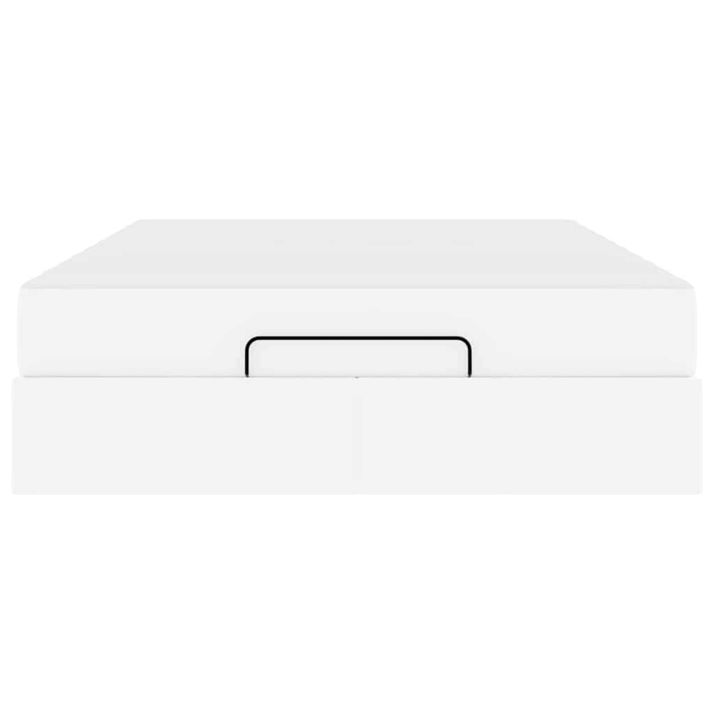 Bettgestell mit Matratze Reinweiß 140 x 200 cm Kunstleder