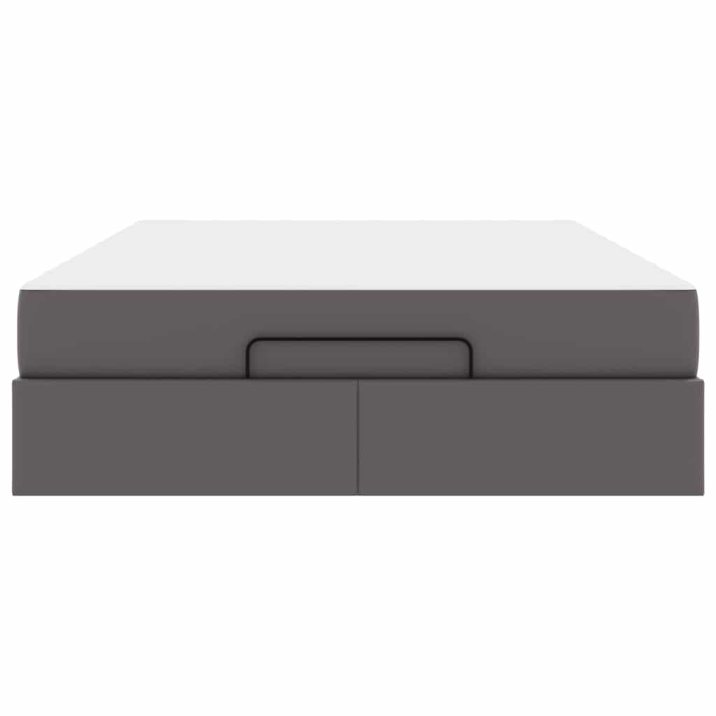 Bettgestell mit Matratze Grau 160 x 200 cm Kunstleder