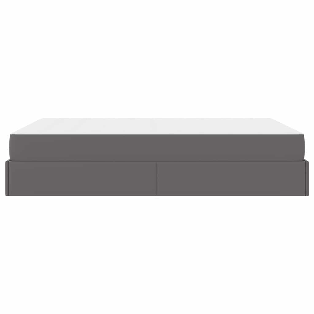 Bettgestell mit Matratze Grau 160 x 200 cm Kunstleder