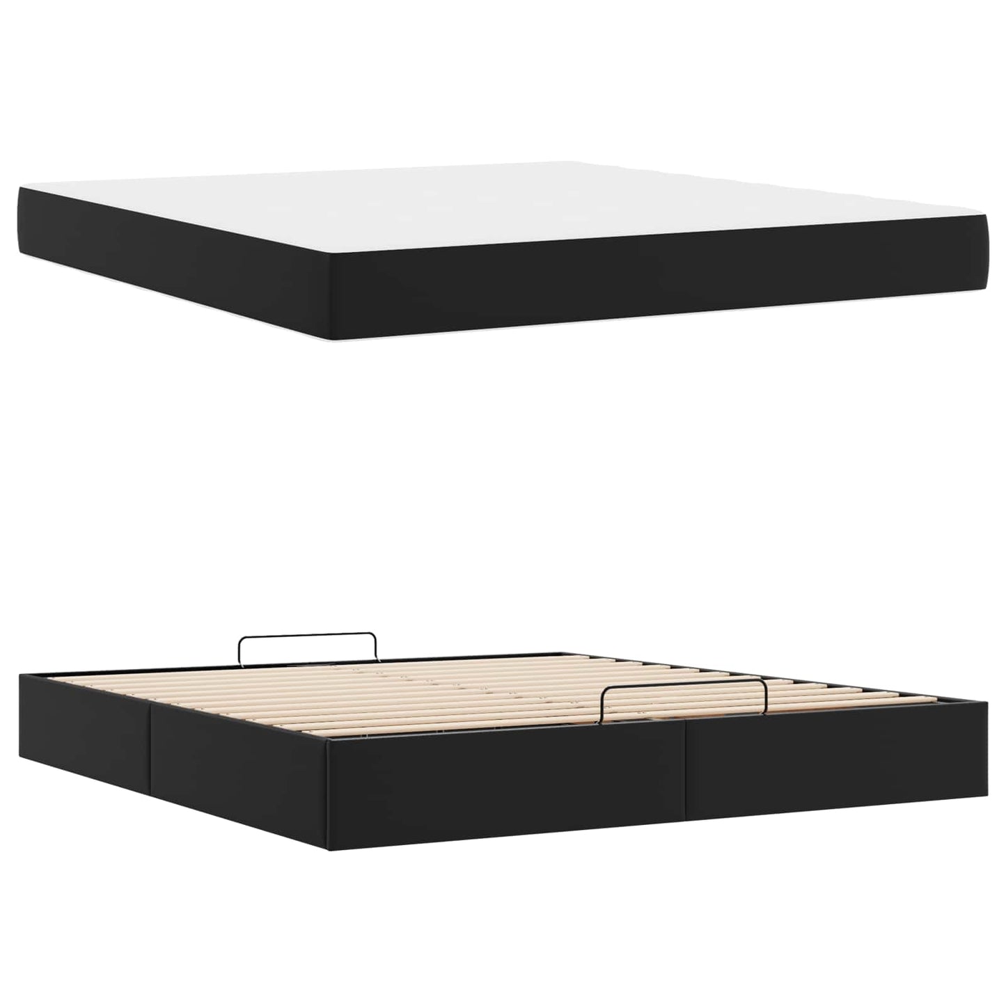 Bettgestell mit Matratze Sonstiges 2 pcs Schwarz PVC
