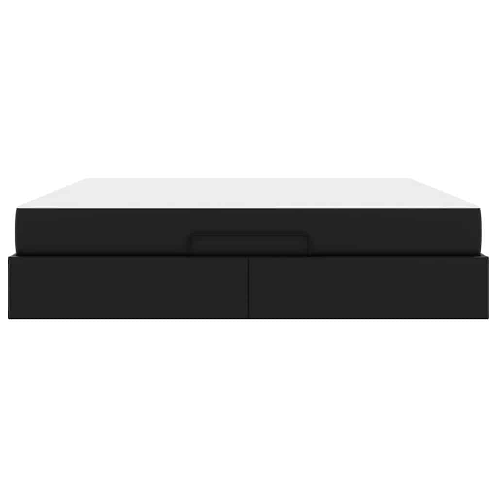 Bettgestell mit Matratze Schwarz 180 x 200 cm Kunstleder