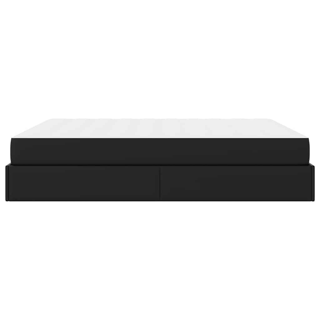 Bettgestell mit Matratze Schwarz 180 x 200 cm Kunstleder