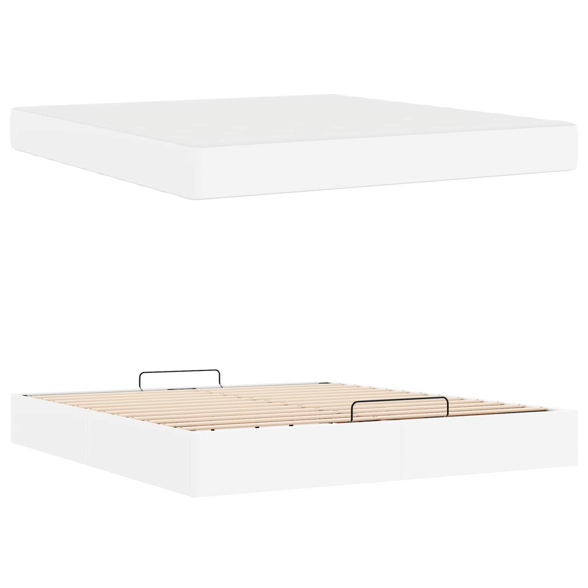 Bettgestell mit Matratze Sonstiges 2 Stk. Weiß PVC
