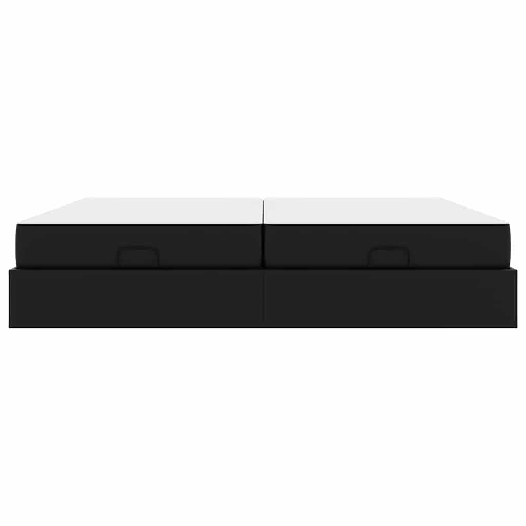 Bettgestell mit Matratze Schwarz 200 x 200 cm Kunstleder