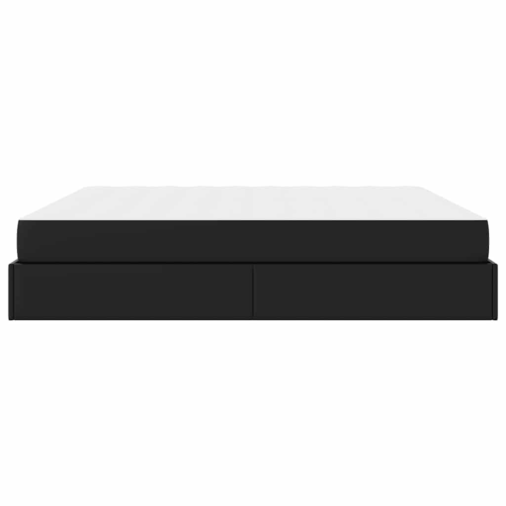 Bettgestell mit Matratze Schwarz 200 x 200 cm Kunstleder