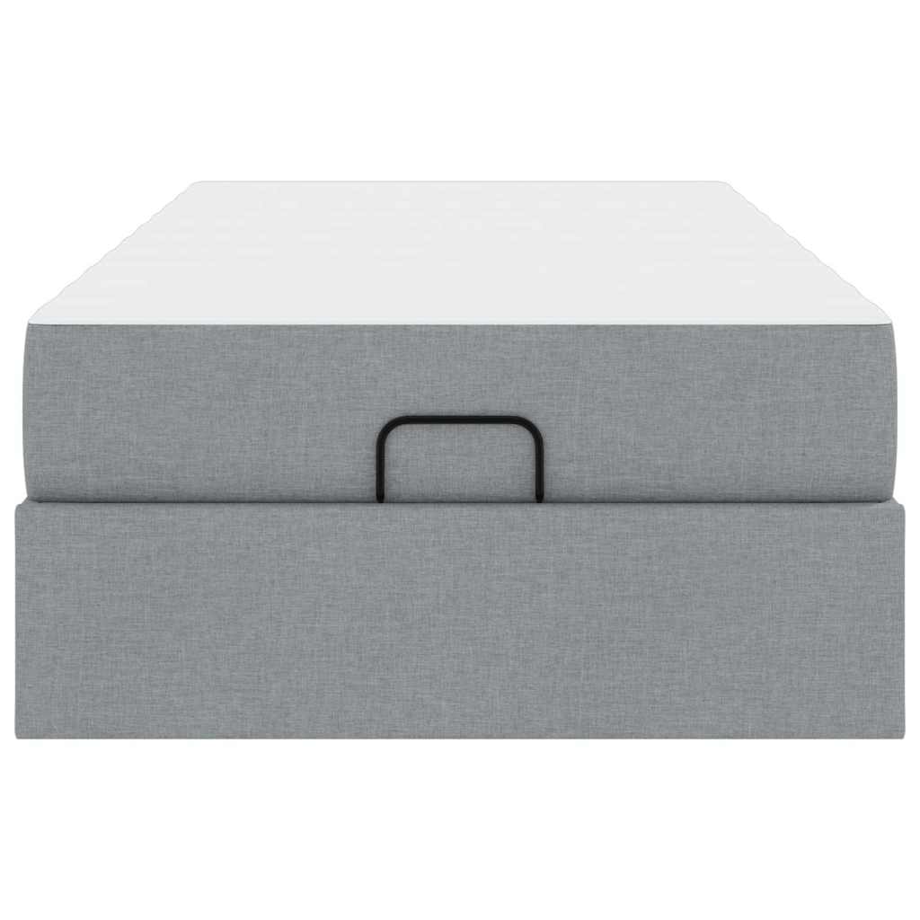 Bettgestell mit Matratze Hellgrau 80 x 200 cm Stoff