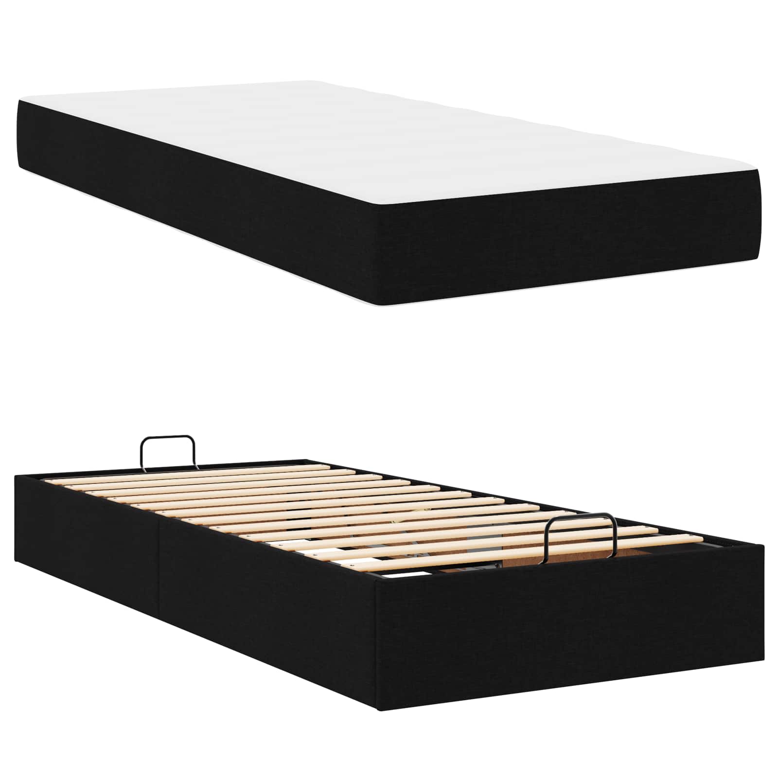 Bettgestell mit Matratze 2 stk. Schwarz Stoff