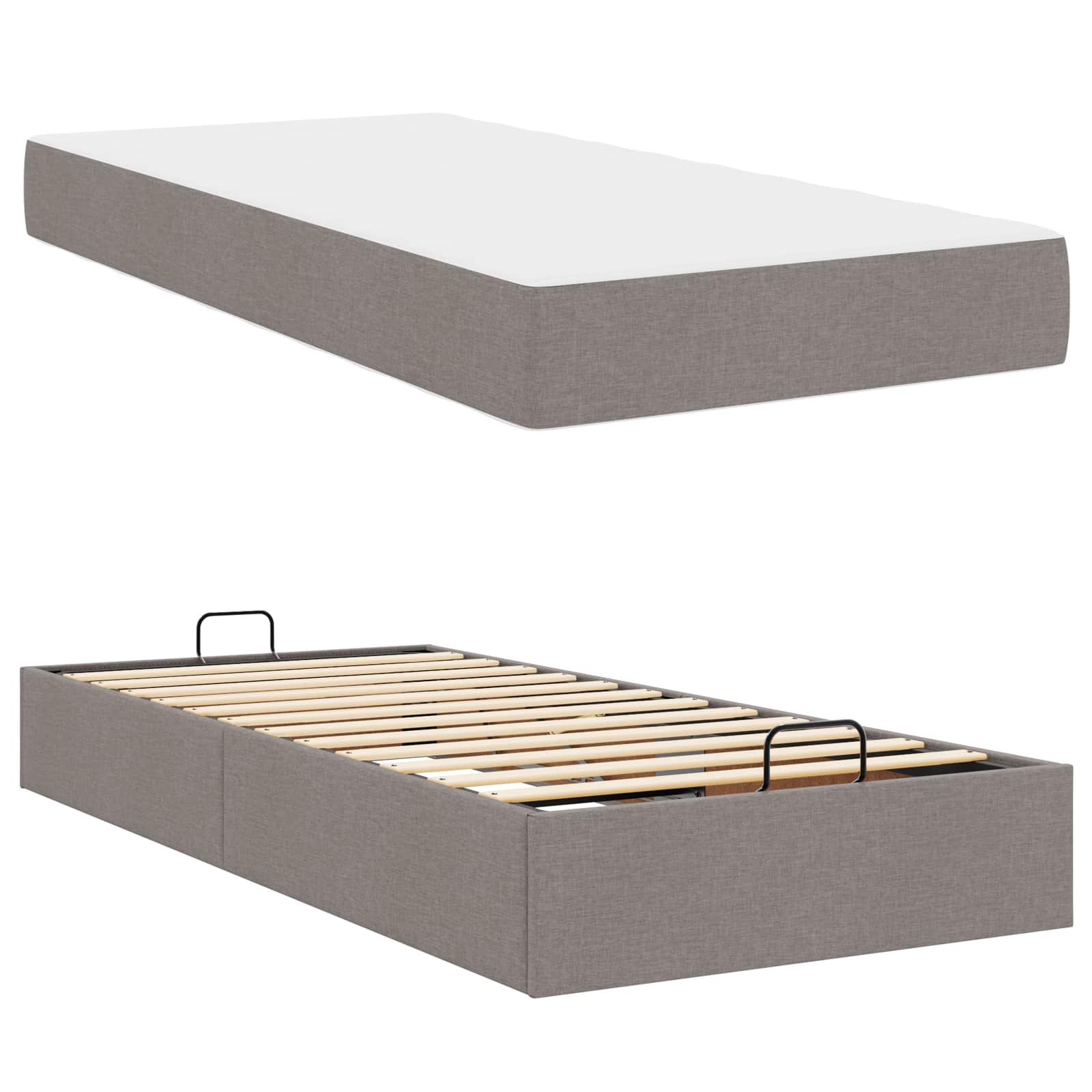 Bettgestell mit Matratze 2 stk. Taupe Stoff
