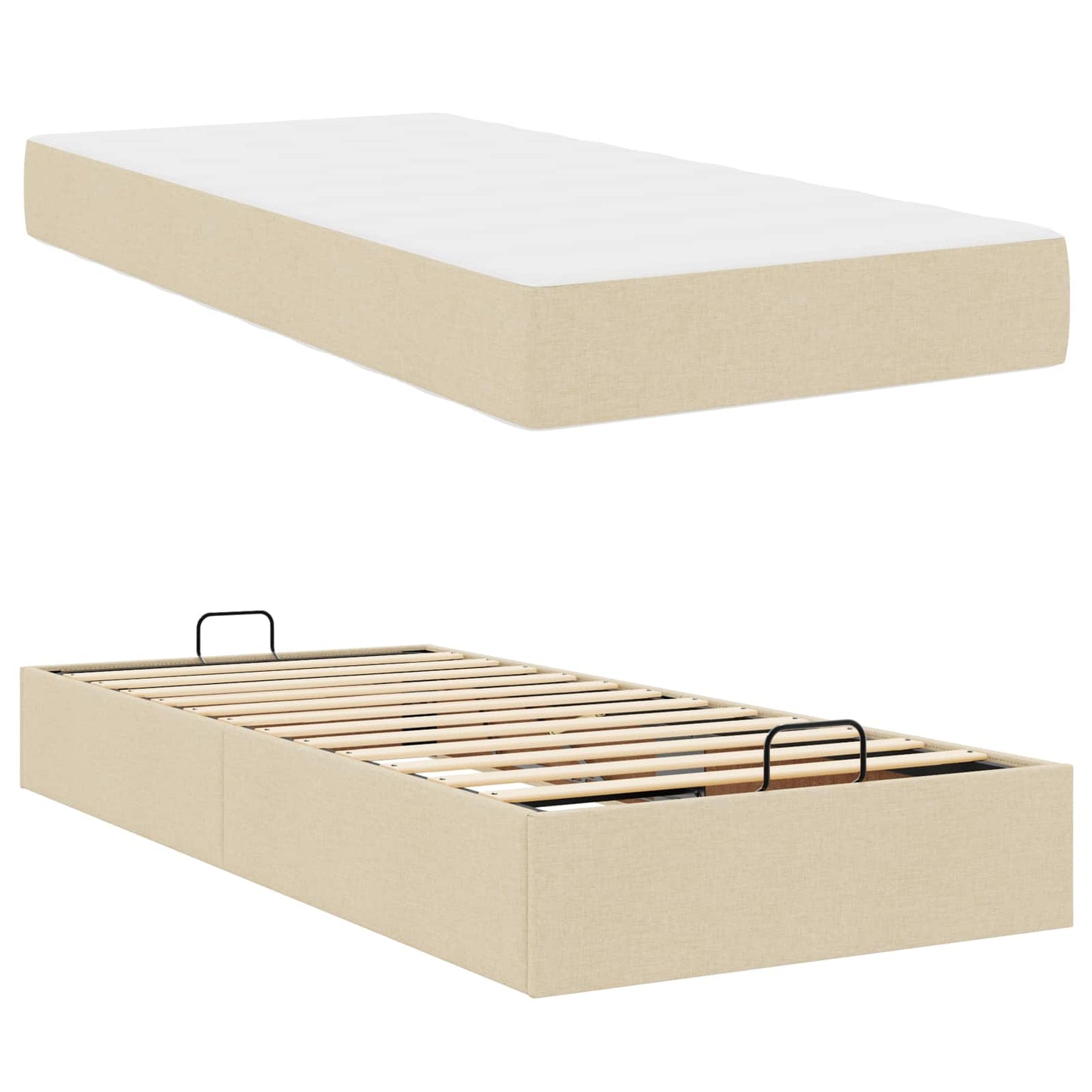 Bettgestell mit Matratze 2 Stk. Creme Stoff
