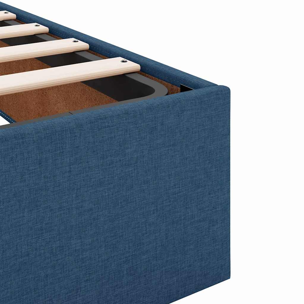 Bettgestell mit Matratze Blau 90 x 200 cm Stoff