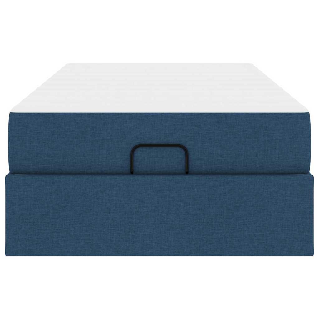 Bettgestell mit Matratze Blau 90 x 200 cm Stoff