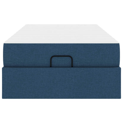 Bettgestell mit Matratze 2 Stk. Blau Stoff