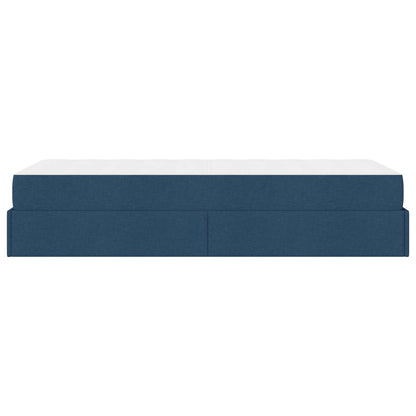 Bettgestell mit Matratze 2 Stk. Blau Stoff