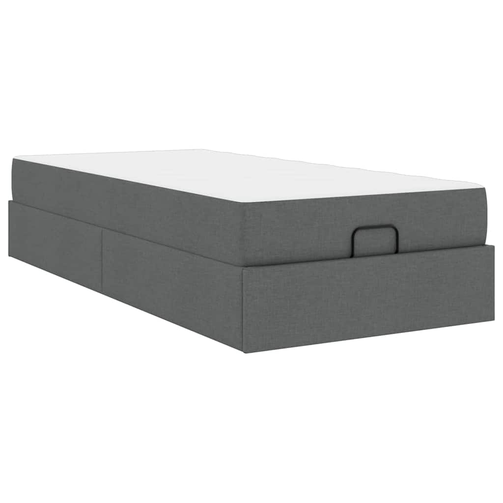 Bettgestell mit Matratze Dunkelgrau 100 x 200 cm Stoff