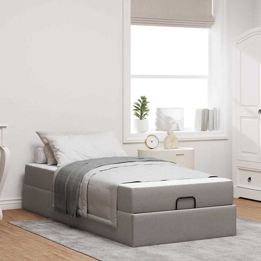 Bettgestell mit Matratze Taupe 100 x 200 cm Stoff