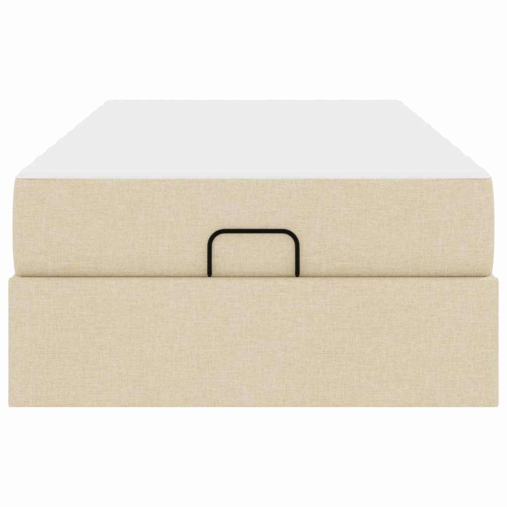Bettgestell mit Matratze Creme 100 x 200 cm Stoff