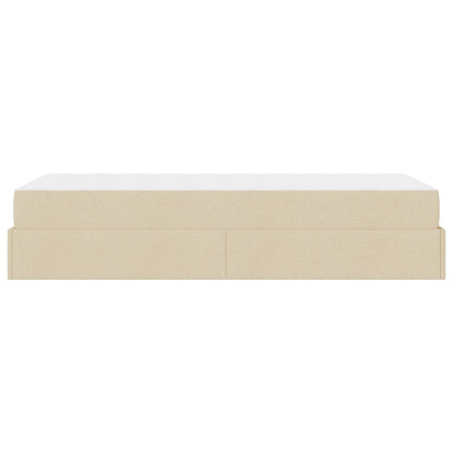 Bettgestell mit Matratze 2 Stk. Creme Stoff