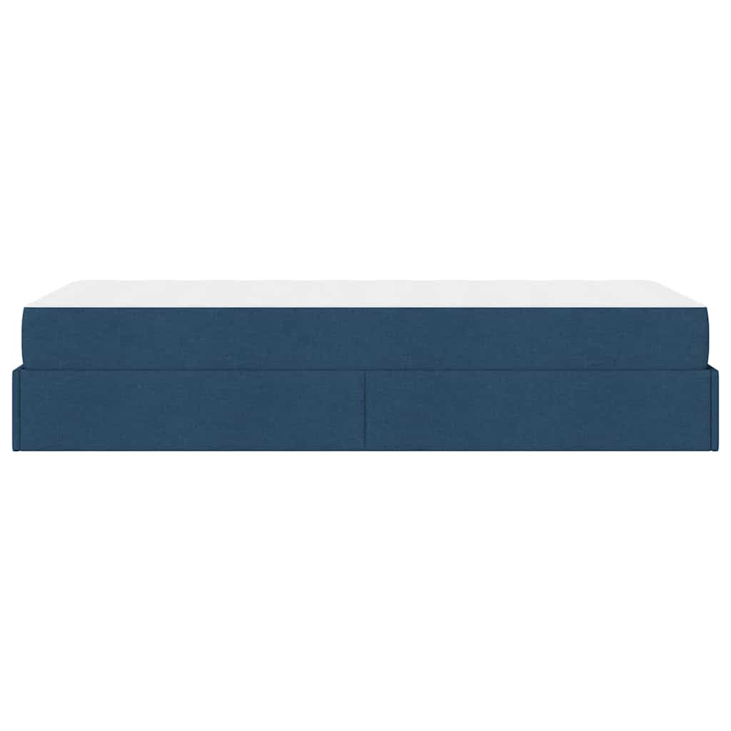 Bettgestell mit Matratze Blau 100 x 200 cm Stoff
