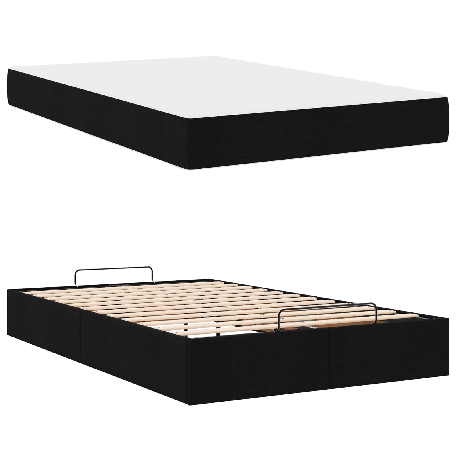 Bettgestell mit Matratze 2 stk. Schwarz Stoff