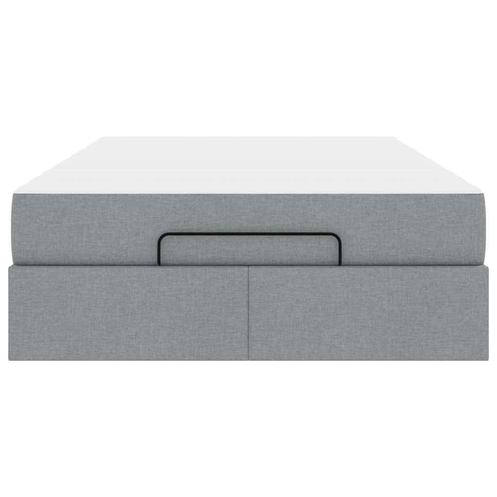 Bettgestell mit Matratze Hellgrau 120 x 200 cm Stoff
