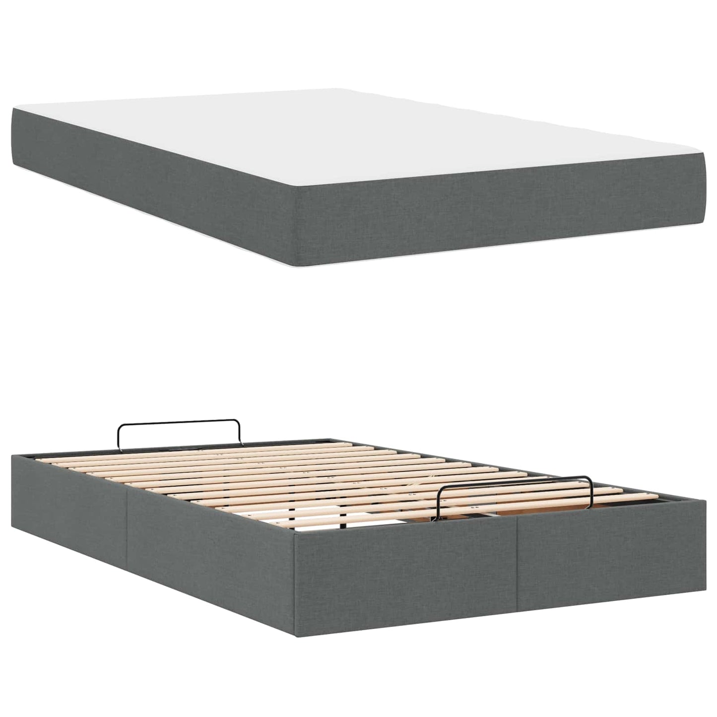 Bettgestell mit Matratze 2 pcs Dunkelgrau Stoff