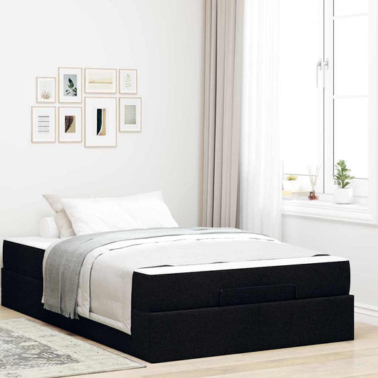 Bettgestell mit Matratze Schwarz 120 x 200 cm Stoff