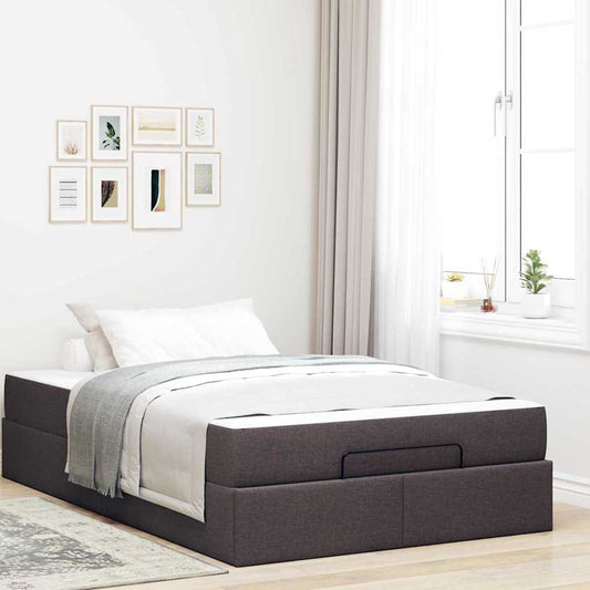 Bettgestell mit Matratze Dunkelbraun 120 x 200 cm Stoff