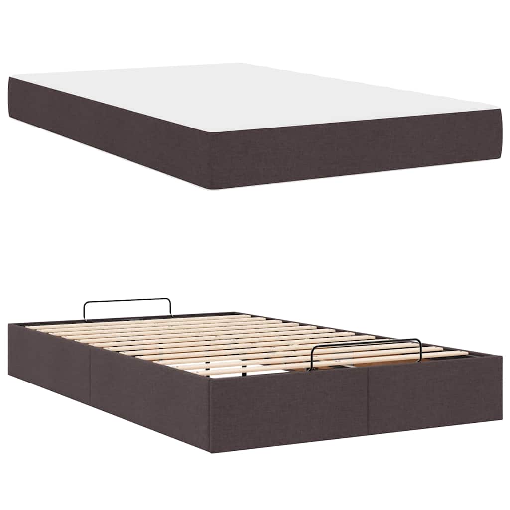 Bettgestell mit Matratze Dunkelbraun 120 x 200 cm Stoff