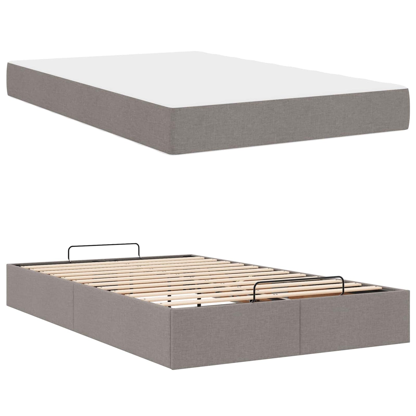 Bettgestell mit Matratze 2 pcs Taupe Stoff