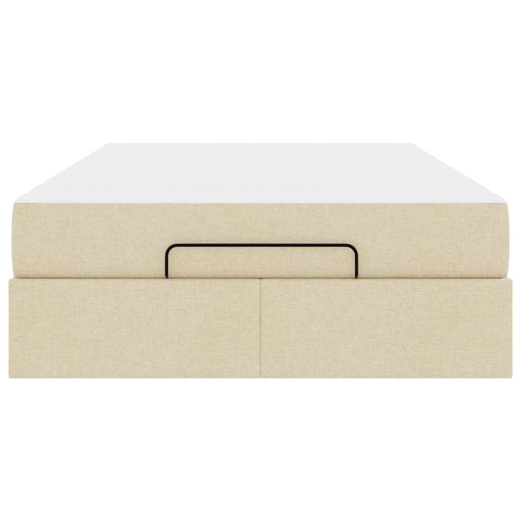 Bettgestell mit Matratze Creme 120 x 200 cm Stoff