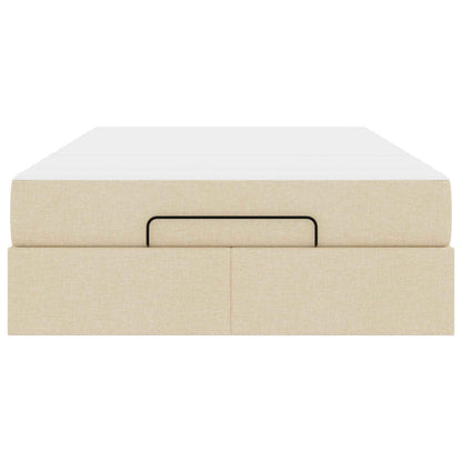Bettgestell mit Matratze 2 stk. Creme Stoff